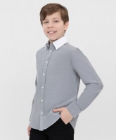 Сорочка классическая серая Button Blue, школьная форма для мальчиков  фото, kupilegko.ru